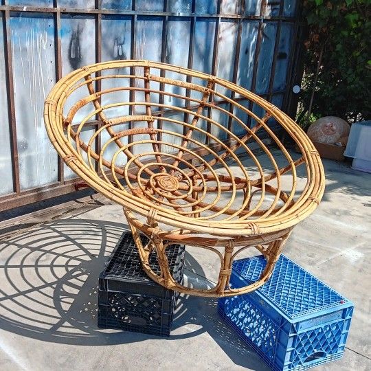 Vintage Rattan/wicker Papasan Chair Frame 49.5"diameter