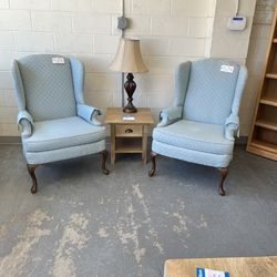 Light Baby Blue Wingback Chair Chairs (in Store) 