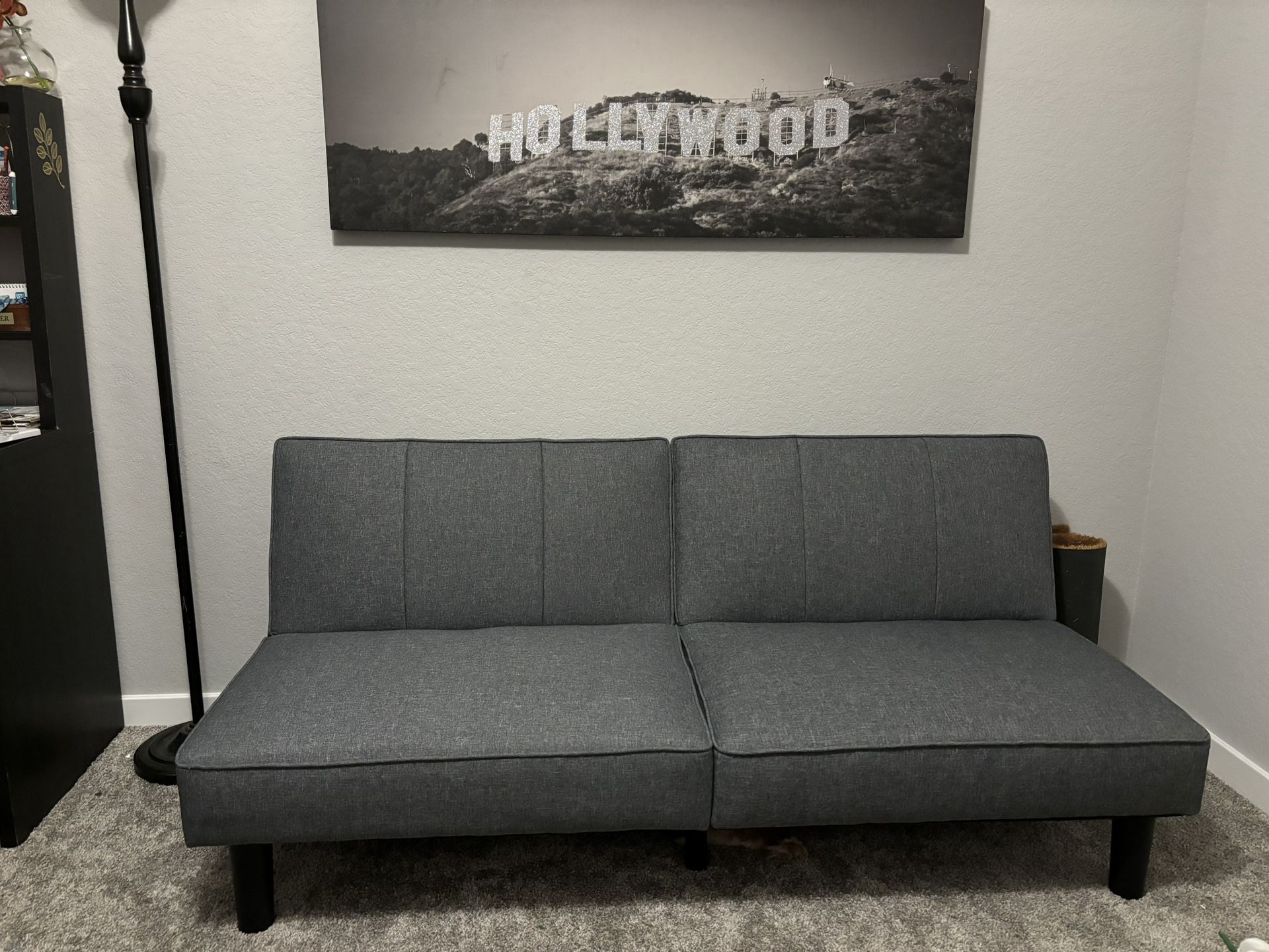 Gray Futon Turns Into Bed Like Mattress 