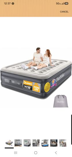 Queen Air Mattress with Built-In Pump 18" Raised Blow Up Guest Bed OlarHike 700 lb