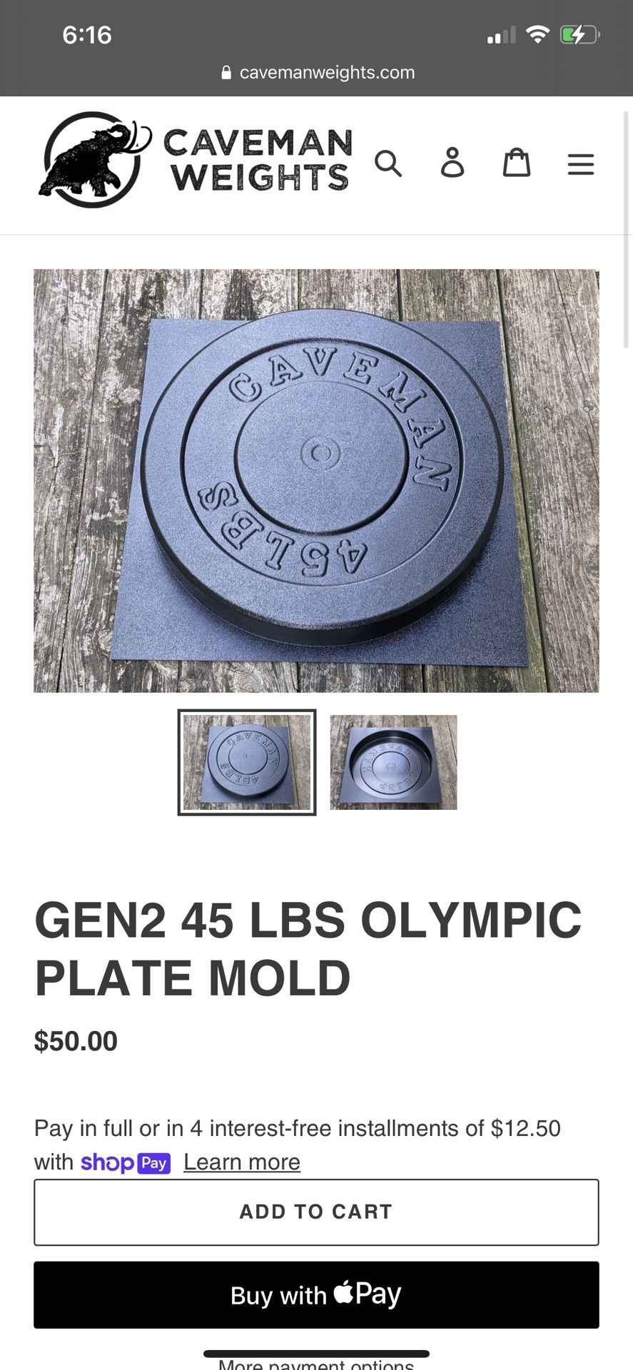 45lbs Concrete Olympic Weight Mold-caveman Weights 