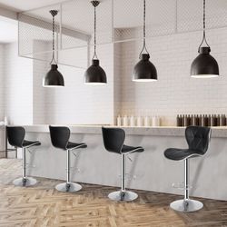 Adjustable Swivel Bar Stools - Black (Set of 4)