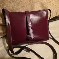 J. Crew Red Leather Crossbody Bag Shoulder Bag Handbag Purse 8" X 7" X 1.5"