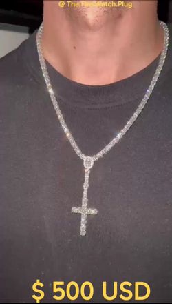 Moiisanite Rosary Cross Chain New