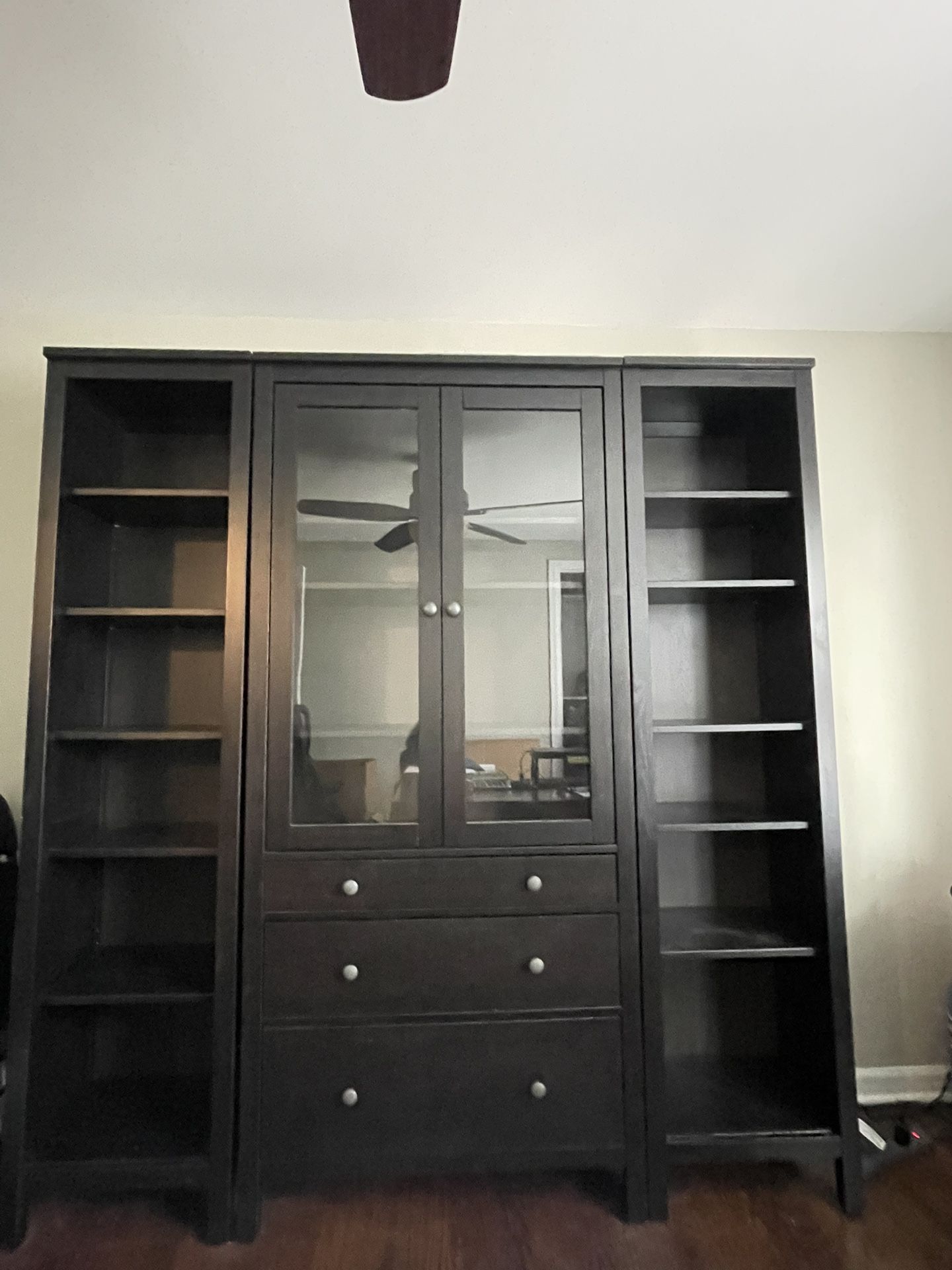 3PC Hemnes Blk Bookshelves Cabinet