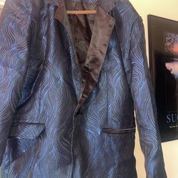 Blue wavy blazer XL