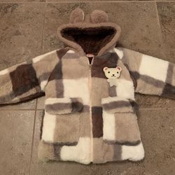 Toddler Boy Winter Jacket Sherpa Lined with Hoodie, Chest 24”(around 2T)