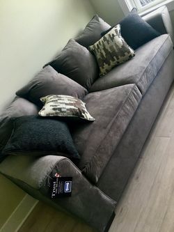 Simmons Gray Velvet 3-Seater Sofa