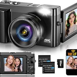 new 4K Digital Camera for Photography Autofocus, Upgraded 64MP WiFi Vlogging Camera for YouTube with 3" 180° Flip Screen, 16X Zoom, Compact Travel Cam
