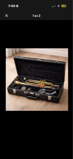 Bb Trumpet Brass Gold Lacquered Beginner 3-Valve with Case Mouthpiece Care Kit
