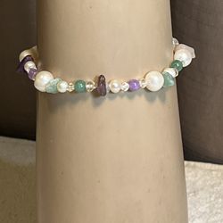 Genuine Pearls & Multi Gem Stones Expansion Bracelet