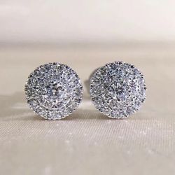 NEW Women Silver Plated Cubic Zircon Stud Earring