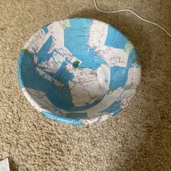 Waterproof Map Decoupage Salad Bowl