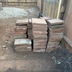 Red stone pavers