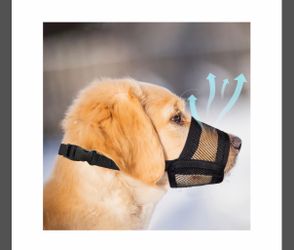 Evollax Dog Muzzle For Large Dogs - Air Mesh Muzzle For Large Sized Dog | Adjustable No Bark Dogs Muzzles For Scavenging Licking & Chewing | Prevent B