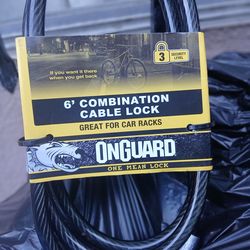 Bike  6' combination cable lock  ONGuard one mean lock