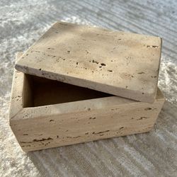 Minimalist Travertine Stone Accent Box