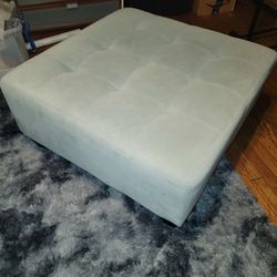 Neutral Upholstered Ottoman – Tufted Top, Multi-Use Accent Piece