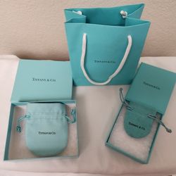 Tiffany & Co boxes, pouch and bag. 