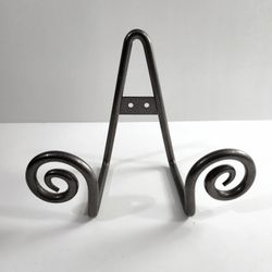 7" Wall Mounted Plate / Photo Holder Decorative Scroll Gunmetal Wrought Iron