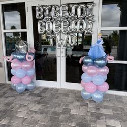 $50! 3 Balloon Arrangements & Banner - Pink / Blue / Cinderella / Bibbidi Bobbidi Two