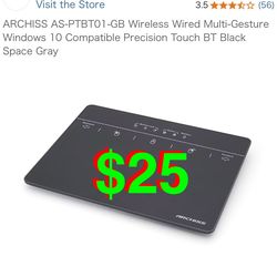 AS-PTBT01-GB Wireless Wired Multi-Gesture Windows 10 Compatible Precision Touch BT Black Space Black