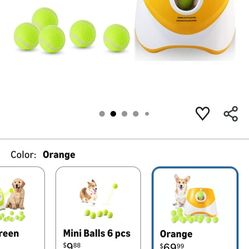 Automatic Dog Ball Launcher, Dog Ball Thrower with 60Mini Tennis Balls Sizing 2 Inch and charger line , Interactive Dogs Toys Tennis Balls Launcher