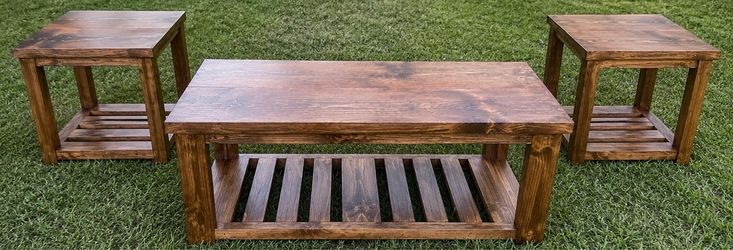 Handmade Solid Wood Farmhouse 3-Piece Table Set