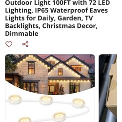 Brightever Permanent Outdoor Lights, Upgraded Warm White Outdoor Light 100FT with 72 LED Lighting, IP65 Waterproof Eaves Lights for Daily, Garden, TV 