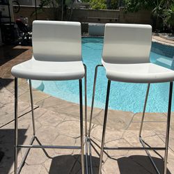 Two White Bar Stool Chairs 