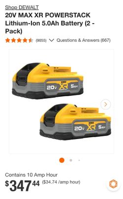 DEWALT 20V MAX XR POWERSTACK 5Ah Battery 2-Pack