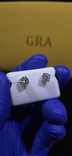 925 SILVER MOISSANITE 2.00 CTW 6MM STUD EARRINGS with AUTHENTICITY CERTIFICATE 