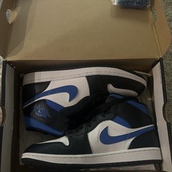 Air Jordan 1 Black White Blue Racers Size 10