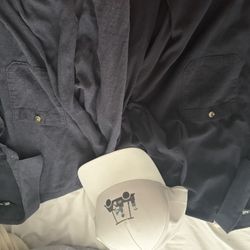 Travis Mathews Long Sleeve Collard Button Up L XL andXXL Avalible And White Hat