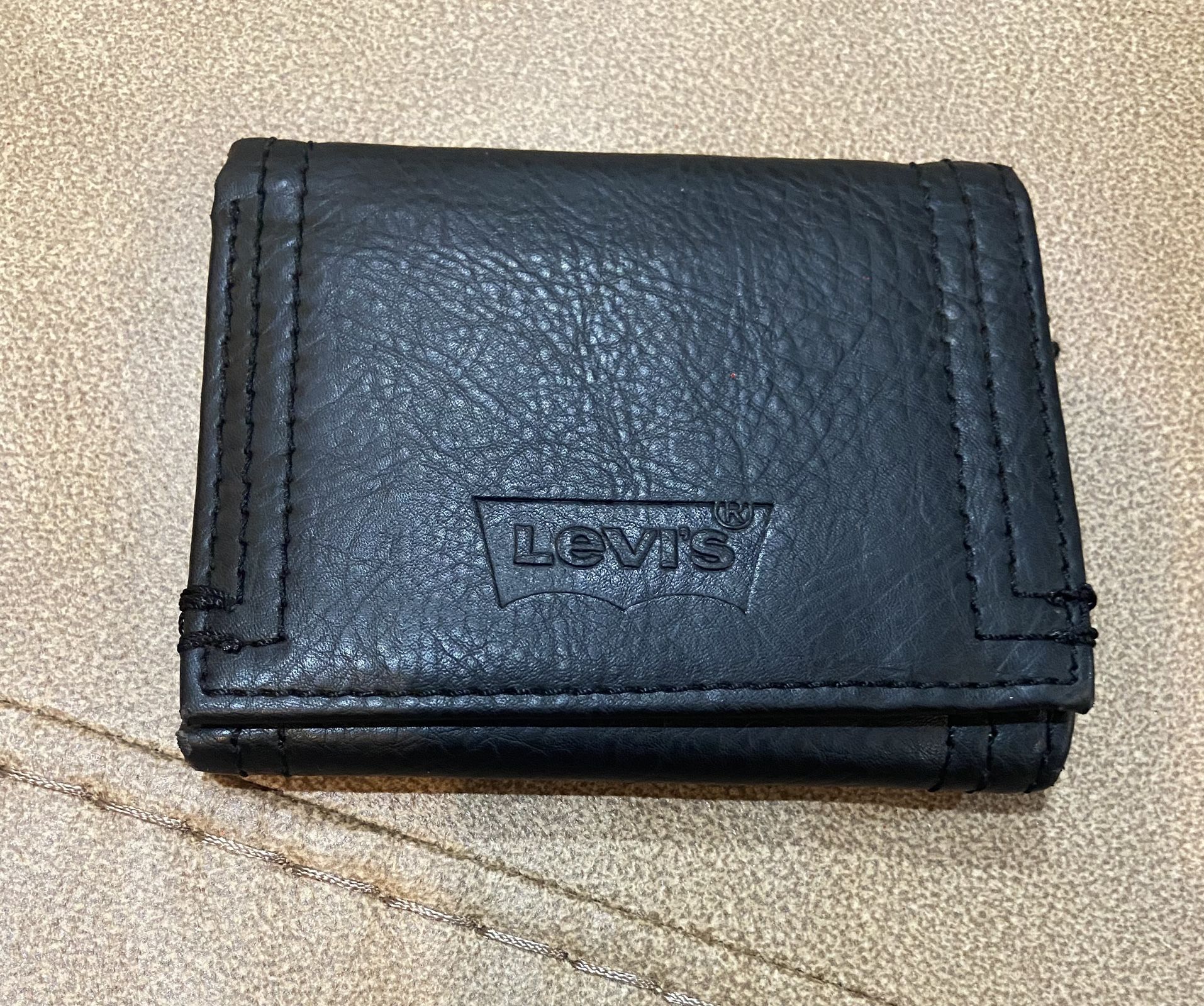 Black Leather Trifold “LEVI” Wallet