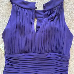 Size 4 Purple Dress, New, Never Worn, Padded Cup, Side Waist Up Zipper, 56” Long