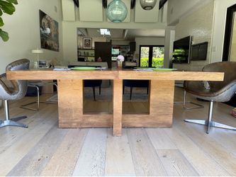 Modern pedestal walnut extendable dining table