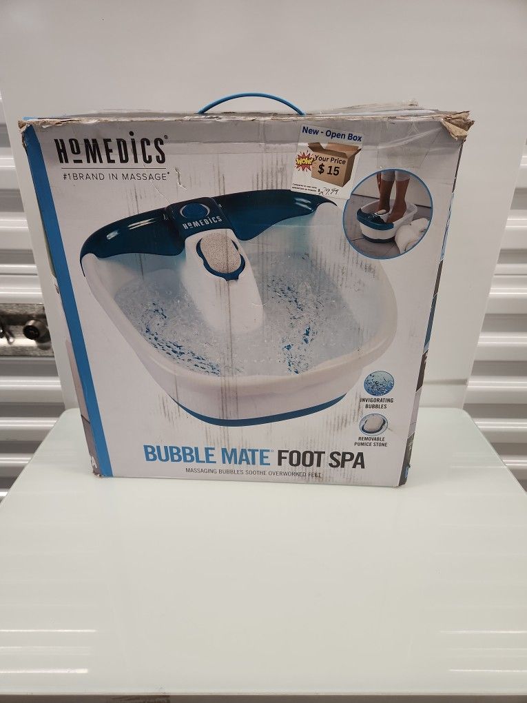 Homedics - Bubble Mate Foot Spa - Massaging Bubbles Smooth Overworked Feet - New Openbox