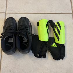 Adidas Soccer Cleats Boy Size 13 And Shinguard Set
