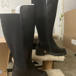 Knee High Black Boots Size 8- Wide Calf