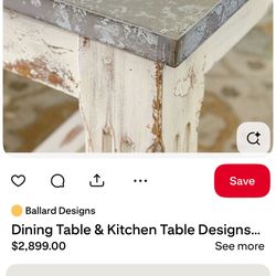 Ballard Design Metal Top Dining Table