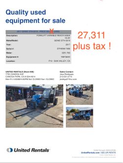 FORKLIFT VARIABLE REACH 5000# 19’