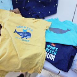 5 Toddler One PC Outfits.  Buttons On Bottom. All Size 18 Mo To 24  Mo.  