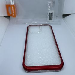 For iPhone 13 Pro Max Clear Red Hard Case Cover Protector 
