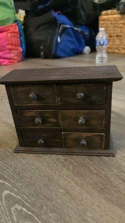 Small Dark Wood Tabletop Drawer Cabinet