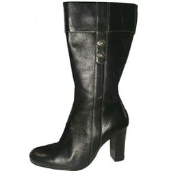 Anne Klein Black Leather Heeled Boot 10
