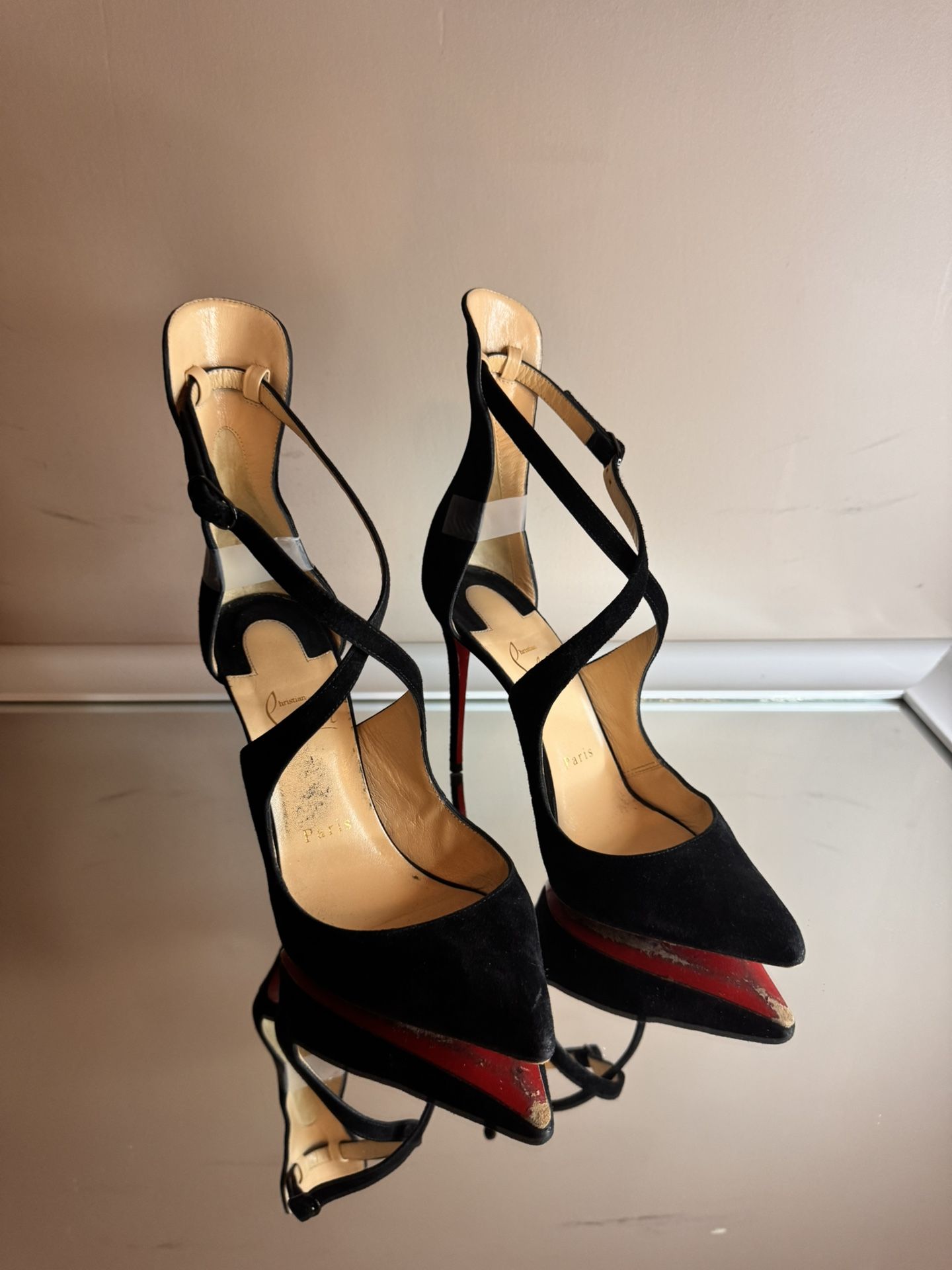 Sexy Louboutin Marlenarock Black velvet Red Bottoms