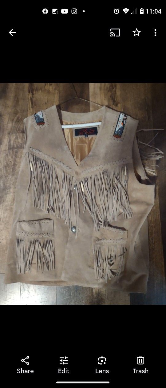 Leather Vest With Bead Work