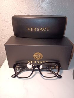 Women's original black Versace prescription glasses new with box and carrying case 52mm lens $160 firm