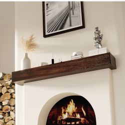 Fireplace Mantel Shelf 60", Rustic Wood Mantles for Over Fireplaces, Wall Mounted Farmhouse Decor